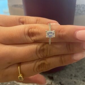 Emerald Cut Engagment Ring w/ Hidden Halo Size 5
